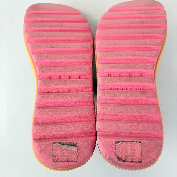 Reef Water Vista Higher Womens Size 6 Natural Hot Pink Platform Sandals Beach - Picture 6 of 7